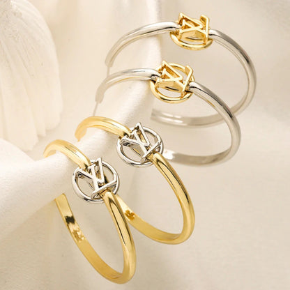 Copper Double Monogram Hoop Earrings