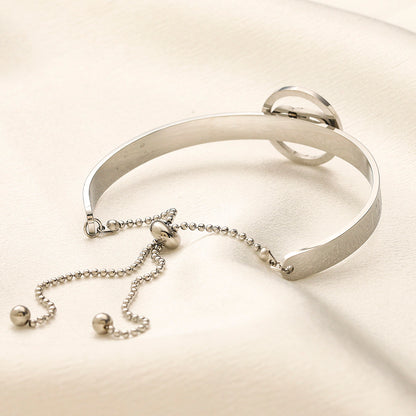 304 Stainless Steel Round Monogram Half-Chain Bracelet