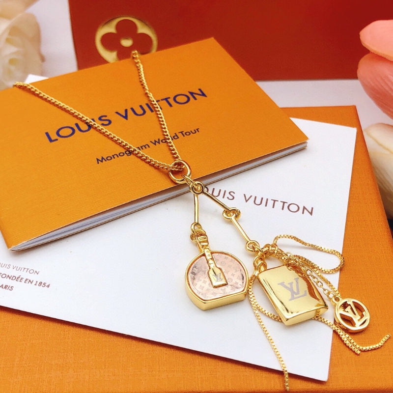 Heart & Open-Square Pendant Necklace