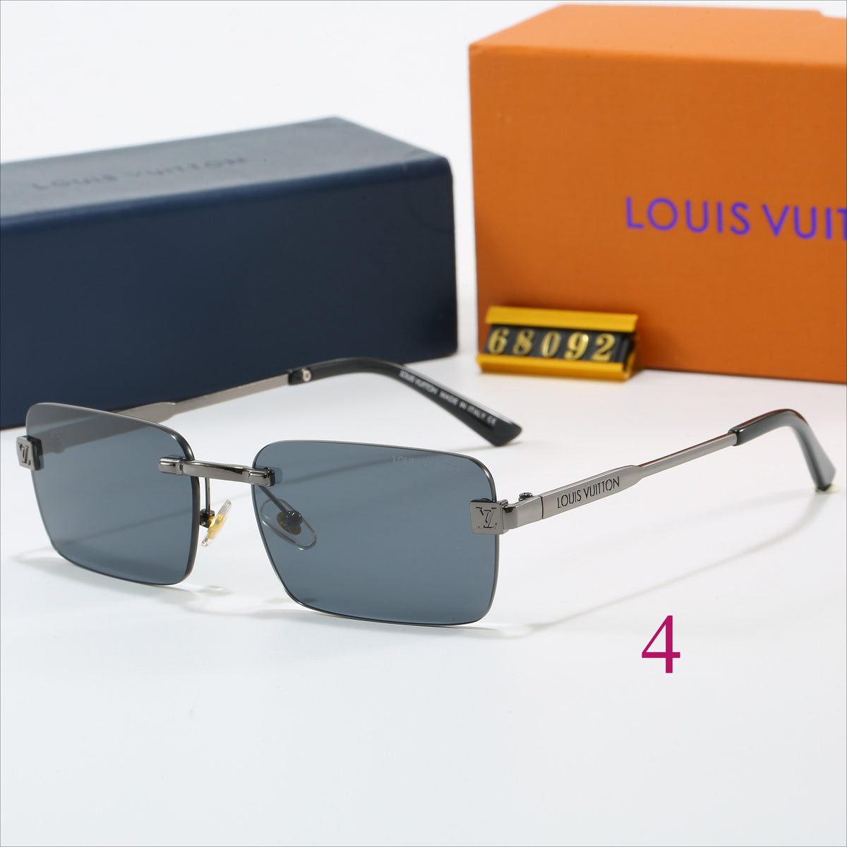 Rimless Square Sunglasses with Monogram Lenses