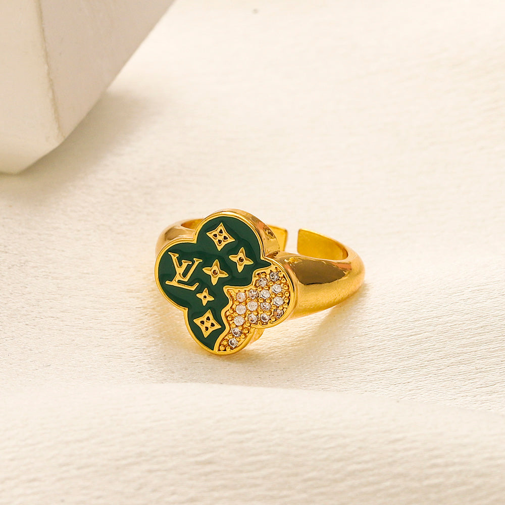 Anello placcato oro vero in rame e zirconio