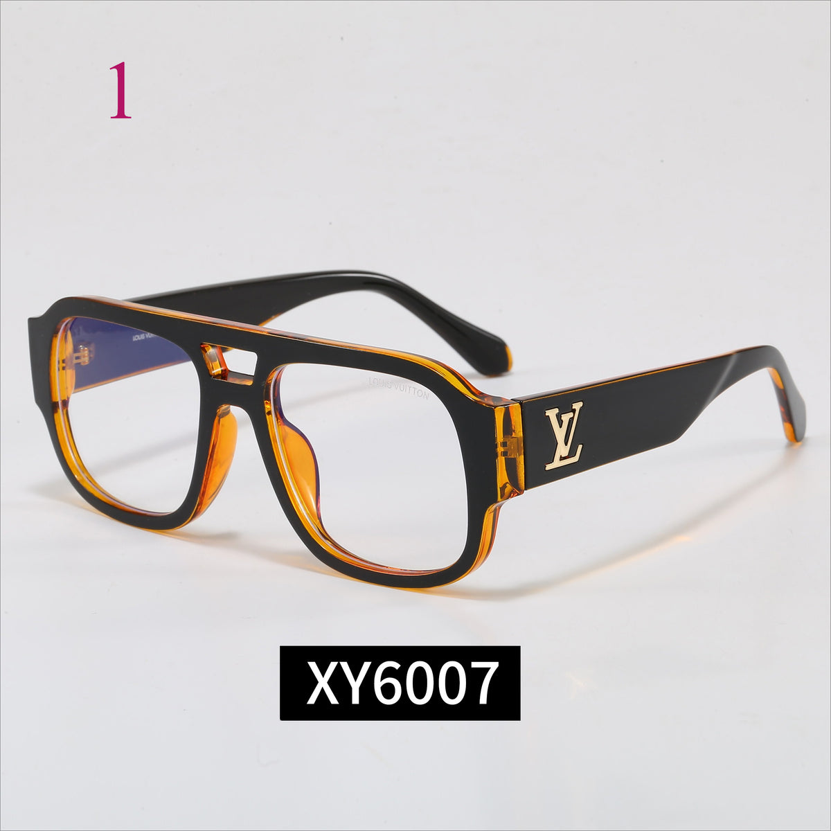 Rectangular Monogram-Temple Glasses - Clear and Tinted Lens Options