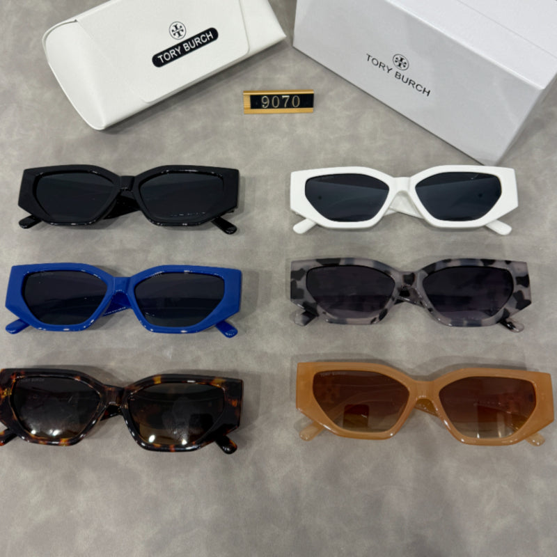 Narrow Geometric Sunglasses with Beveled Frames