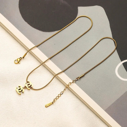 304 Stainless Steel Small Interlocking-C Fine Chain Necklace