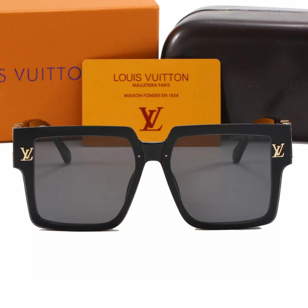 Chunky Flat-Top Square Sunglasses with Logo Temples