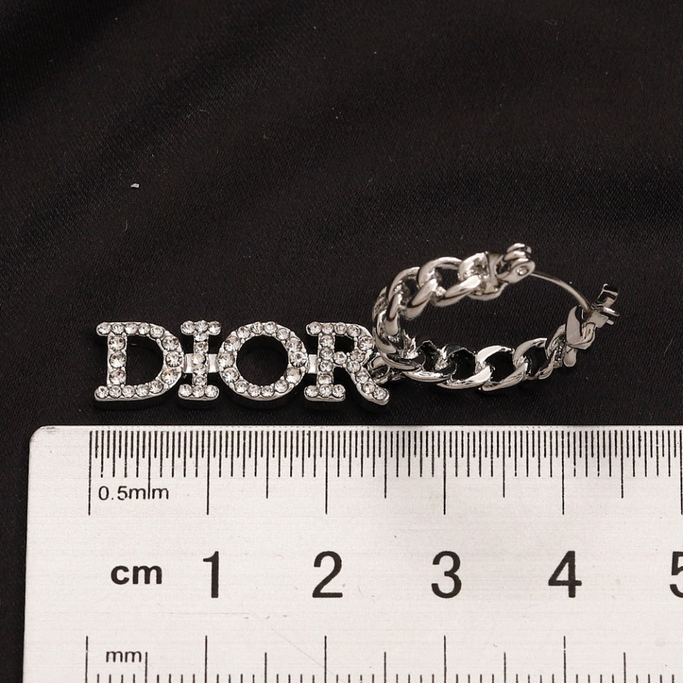 304 Stainless Steel Letter Charm Chain Hoop Earrings