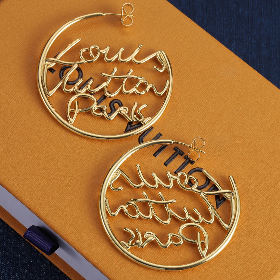 Script Letter Hoop Earrings