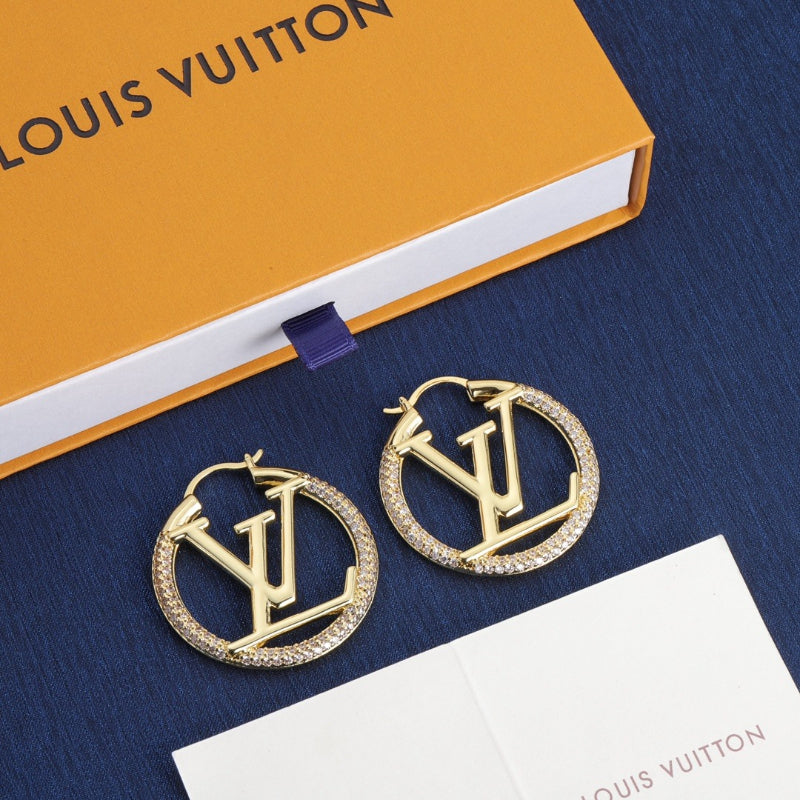 Pave Monogram Hoop Earrings