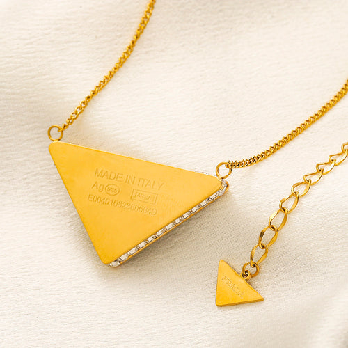 304 Stainless Steel Triangle Pendant Fine Chain Necklace