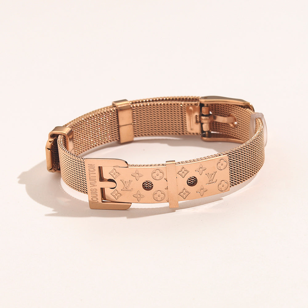 304 Stainless Steel Mesh Rectangular-Clasp Bracelet