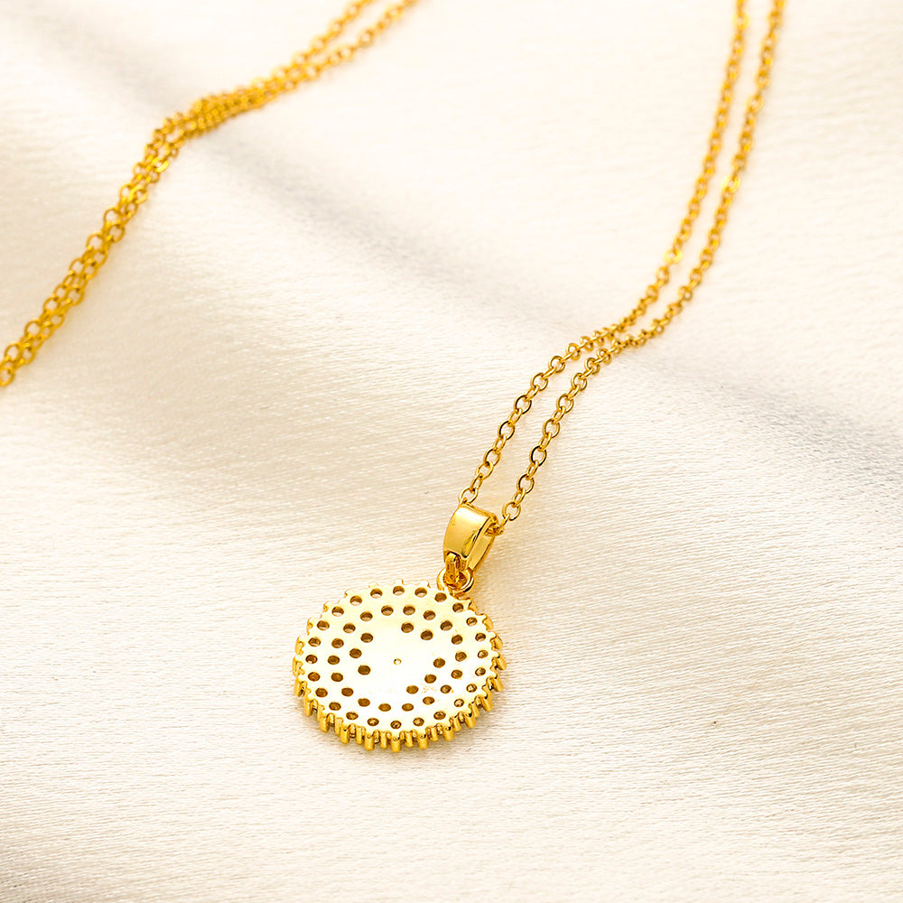 Copper Pave Floral Medallion Pendant Necklace
