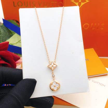 Monogram & Floral Square Drop Necklace