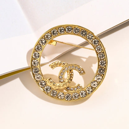 Alloy Stamped Real Gold Plated Brooch,Brooches Collection、CH*NEL Series