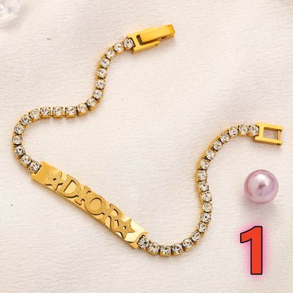 304 Stainless Steel Letter-Bar Curb Chain Bracelet - 4 Style Options