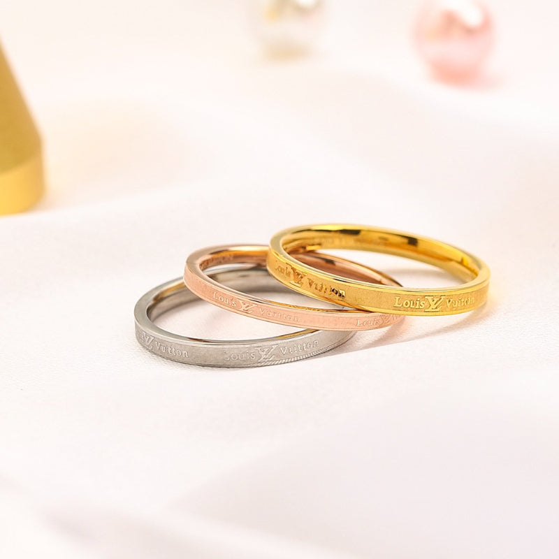 Copper Zirconium Real Gold Plated Ring,Rings Collection、L*V  Series  Series