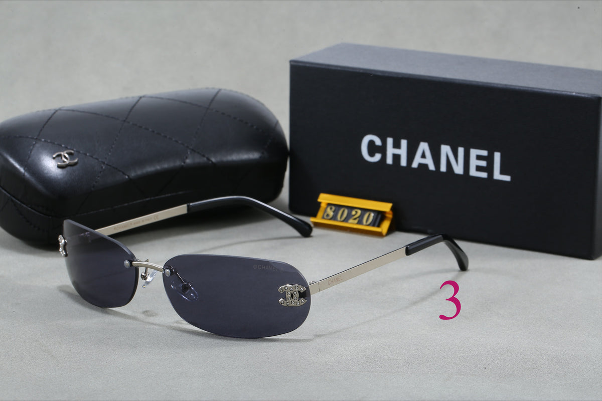 Slim Oval Sunglasses with Metal Rims