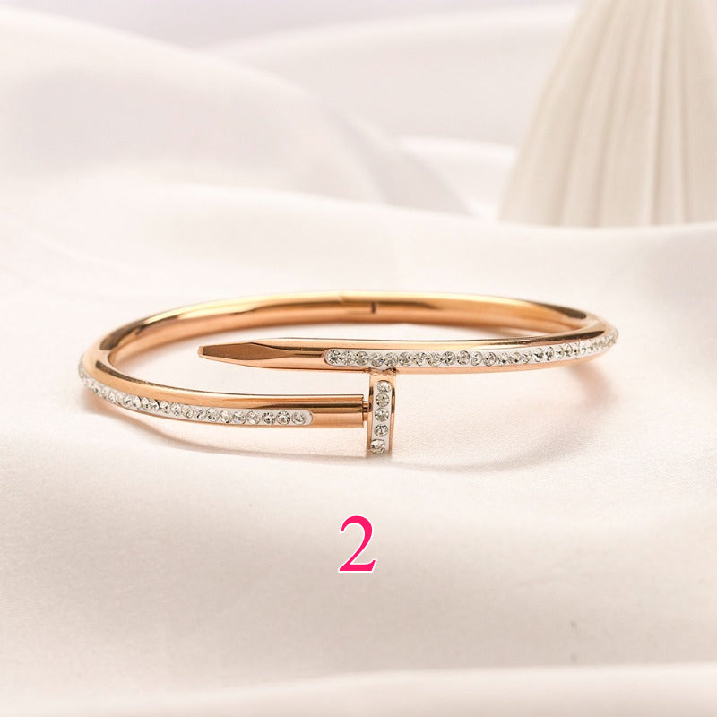 304 Stainless Steel Nail Wrap Bangle Bracelet - Style Options