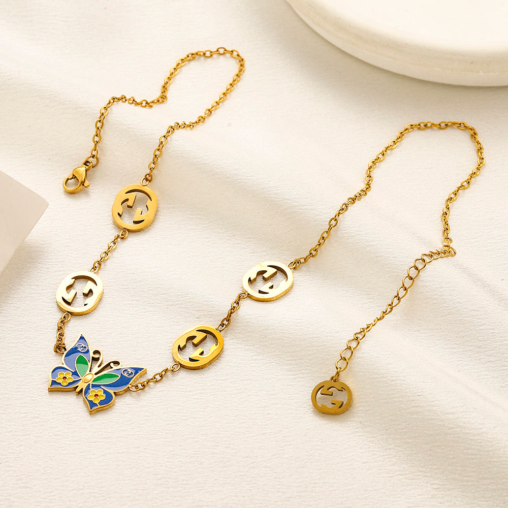 304 Stainless Steel Butterfly Earrings, Bracelet & Necklace Collection