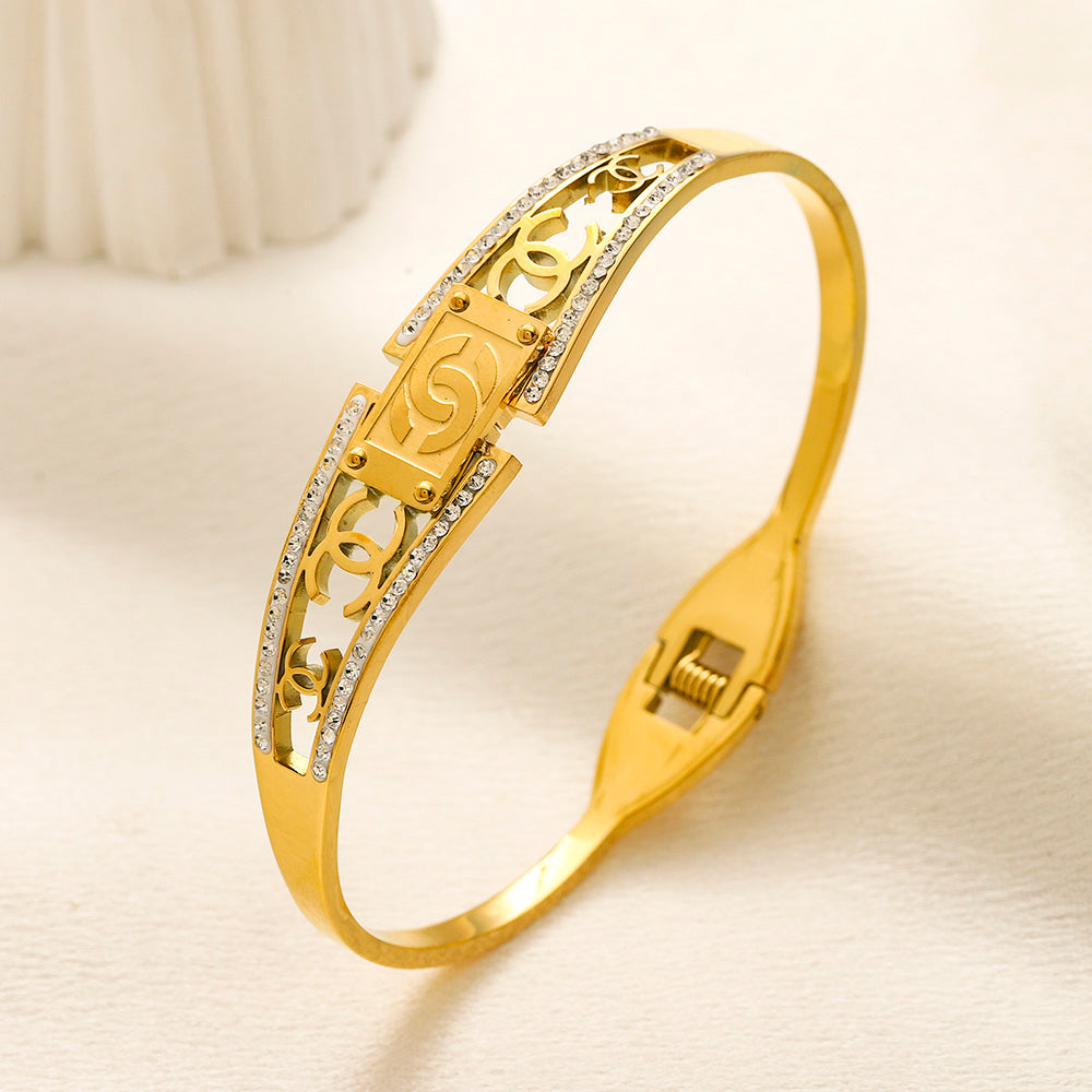 304 Stainless Steel Star Cutout Bangle Bracelet