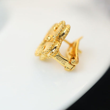 Fluted Four-Petal Flower Stud Earrings