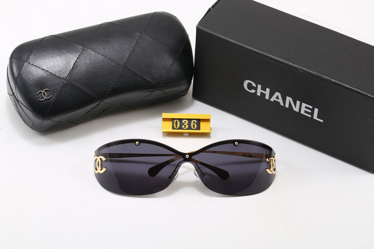 Slim Oval Sunglasses with Metallic Temple Accents