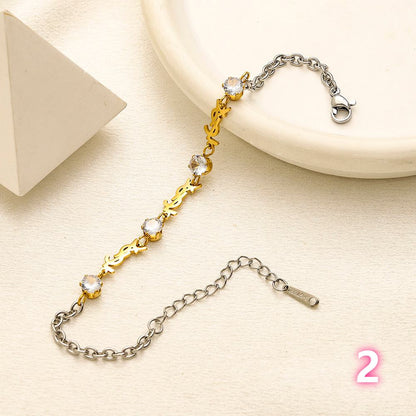 304 Stainless Steel Two-Tone Motif Chain Bracelet - Style Options