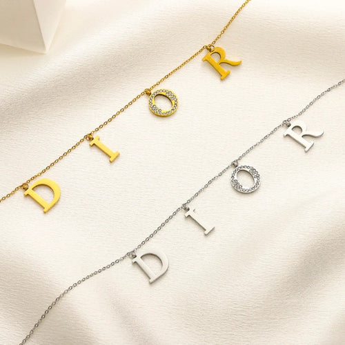 304 Stainless Steel Letter Station Fine Chain Necklace