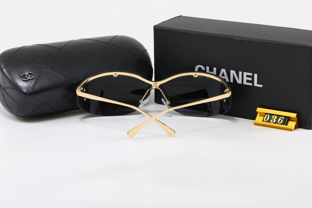 Slim Oval Sunglasses with Metallic Temple Accents