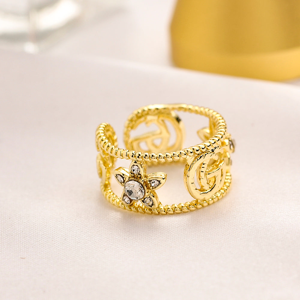 Copper Zirconium Real Gold Plated Ring,Rings Collection、GU*CI  Series