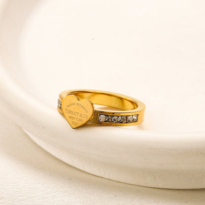 Copper Zirconium Real Gold Plated Ring,Rings Collection、T*ffany  Series