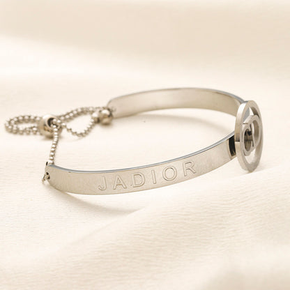 304 Stainless Steel Round Monogram Half-Chain Bracelet