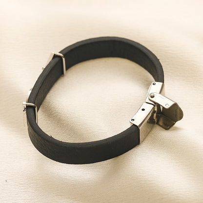 304 Stainless Steel Textured Strap Monogram Bracelet