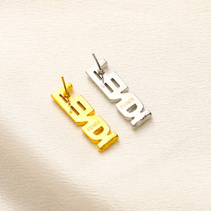 304 Stainless Steel Pave Letter Bar Stud Earrings