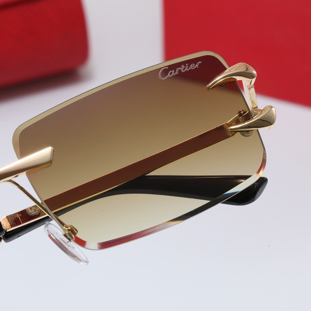Wide Rectangular Rimless Sunglasses