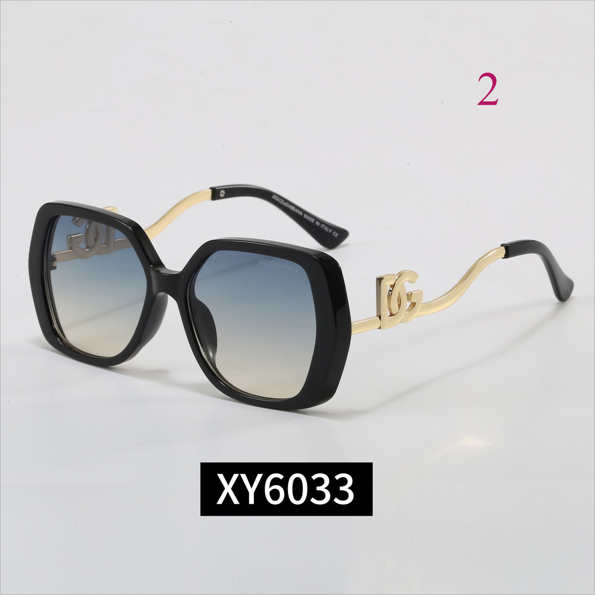 Oversized Rounded Sunglasses with Metal Logo Temples