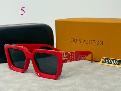 Beveled Square Sunglasses with Metallic Temple Trim