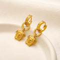 304 Stainless Steel Hexagonal Medusa Charm Huggie Earrings