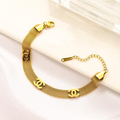 304 Stainless Steel Wide Mesh Interlocking-C Bracelet