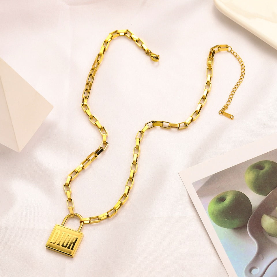 304 Stainless Steel Square Tag Paperclip Bracelet & Necklace - Individual or Set