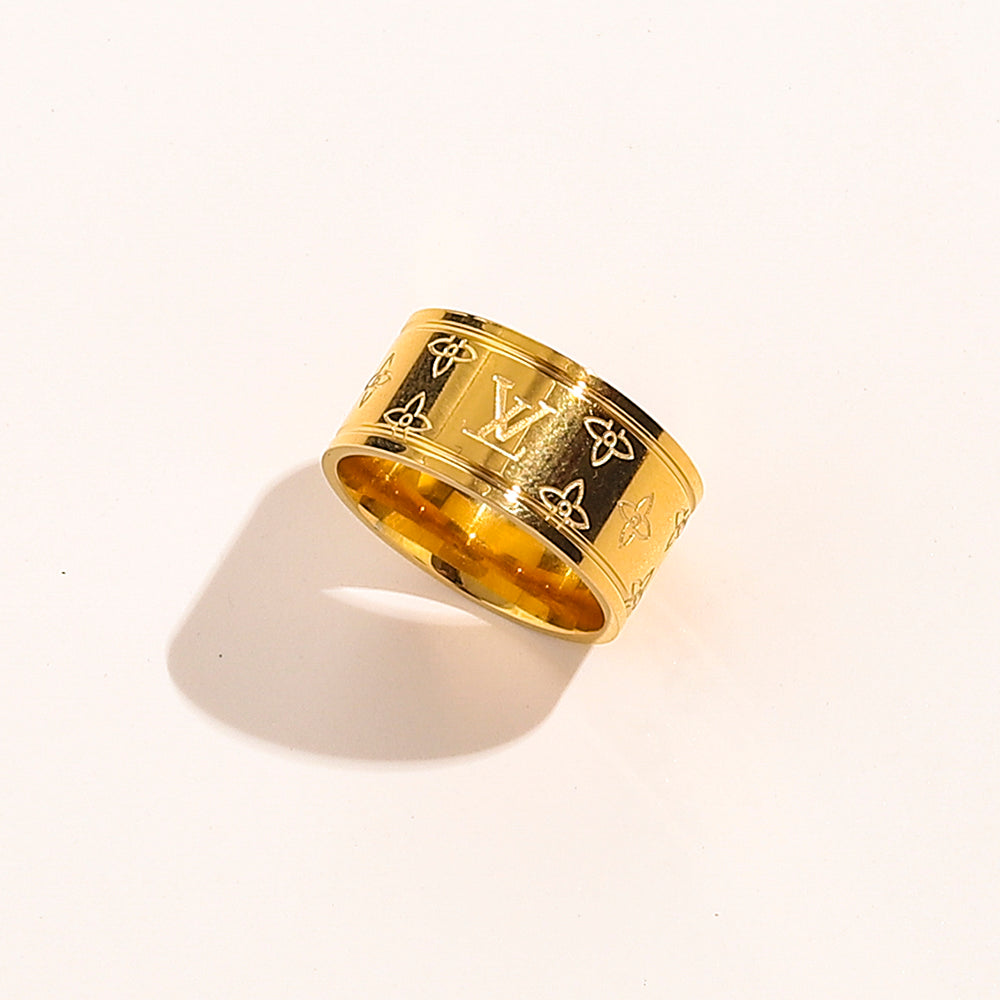 Copper Zirconium Real Gold Plated Ring,Rings Collection、L*V  Series
