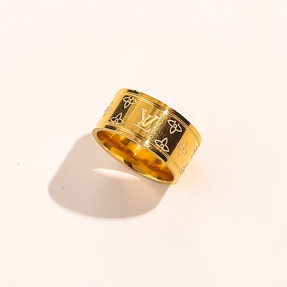 Copper Zirconium Real Gold Plated Ring,Rings Collection、L*V  Series