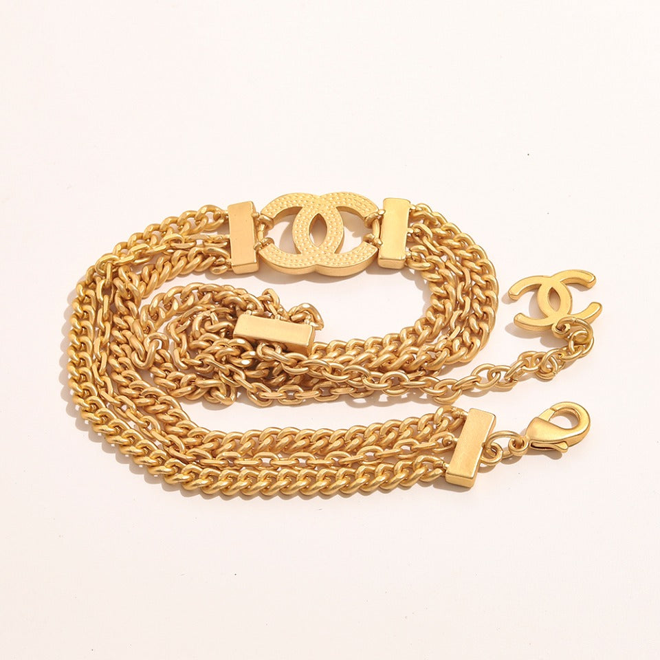 Alloy Wide Mesh Chain Necklace with Pave Clasp