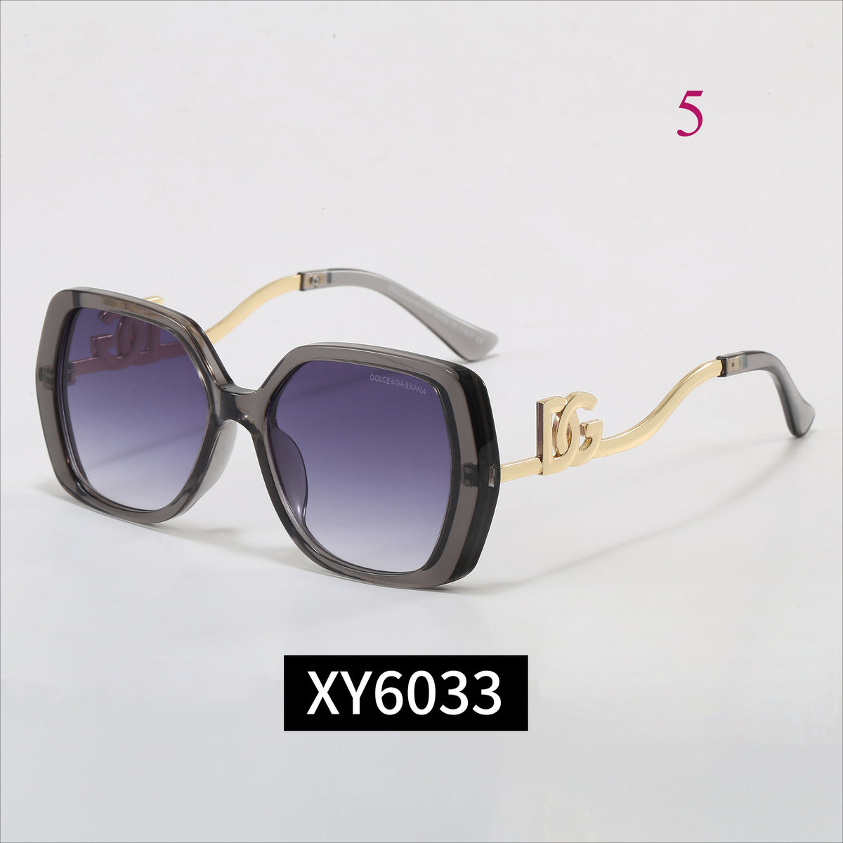 Oversized Rounded Sunglasses with Metal Logo Temples