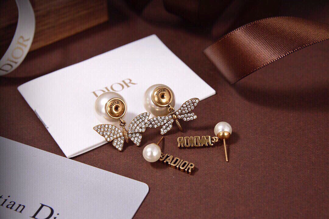 Pearl-Effect Butterfly Stud Earrings