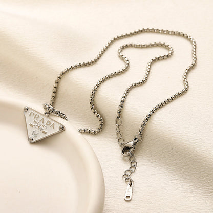304 Stainless Steel Triangle Pendant Necklace - Style Options