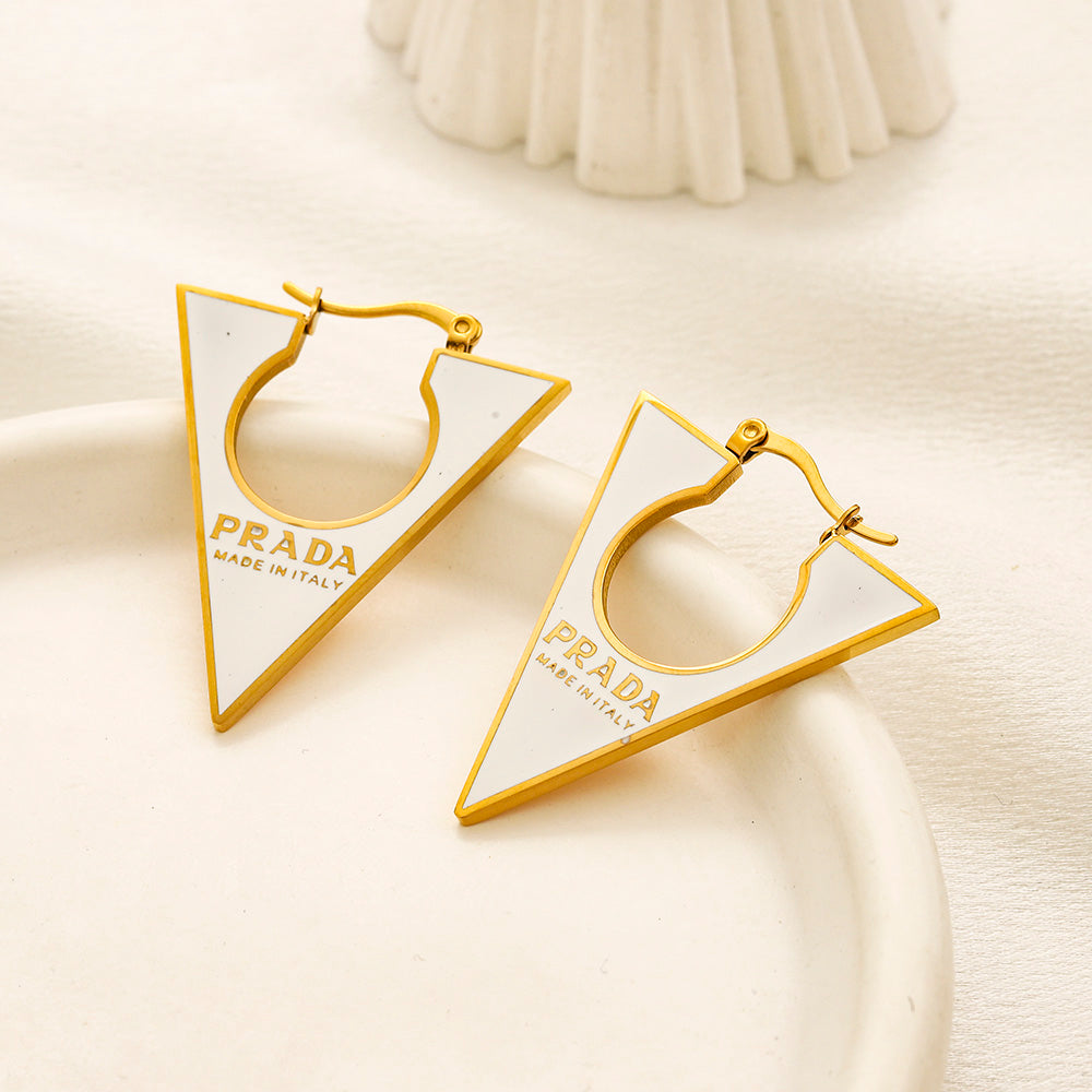 Alloy Triangle Cutout Hoop Earrings