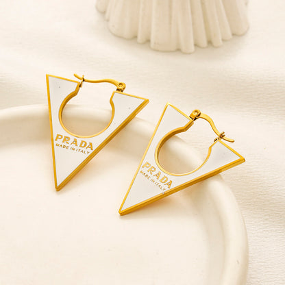 Alloy Triangle Cutout Hoop Earrings