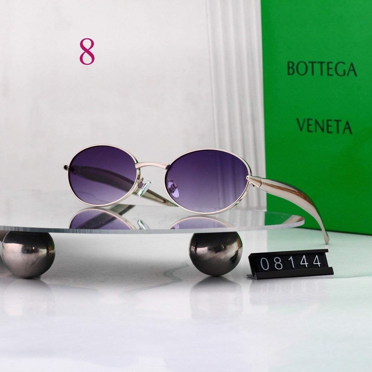 Round Sunglasses with Textured Metal Temples