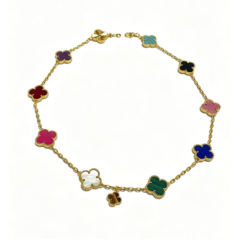 Multicolor Quatrefoil Station Necklace