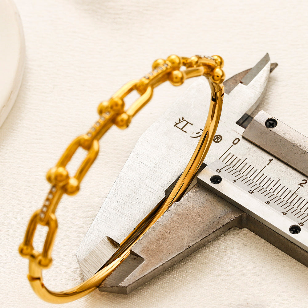 304 Stainless Steel Mixed Chain-Link Half-Bangle Bracelet